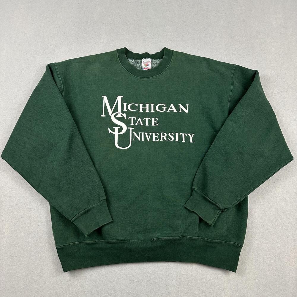 Vintage Michigan State Spartans Sweatshirt Men XL GreenCrewneck Sweatshirt NCAA